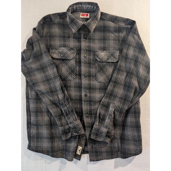 Wrangler men's long-sleeve flannel button-up shirt green & black size medium - Picture 1 of 6